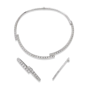STAINLESS STEEL SILVER CARTIER COLLIER SET